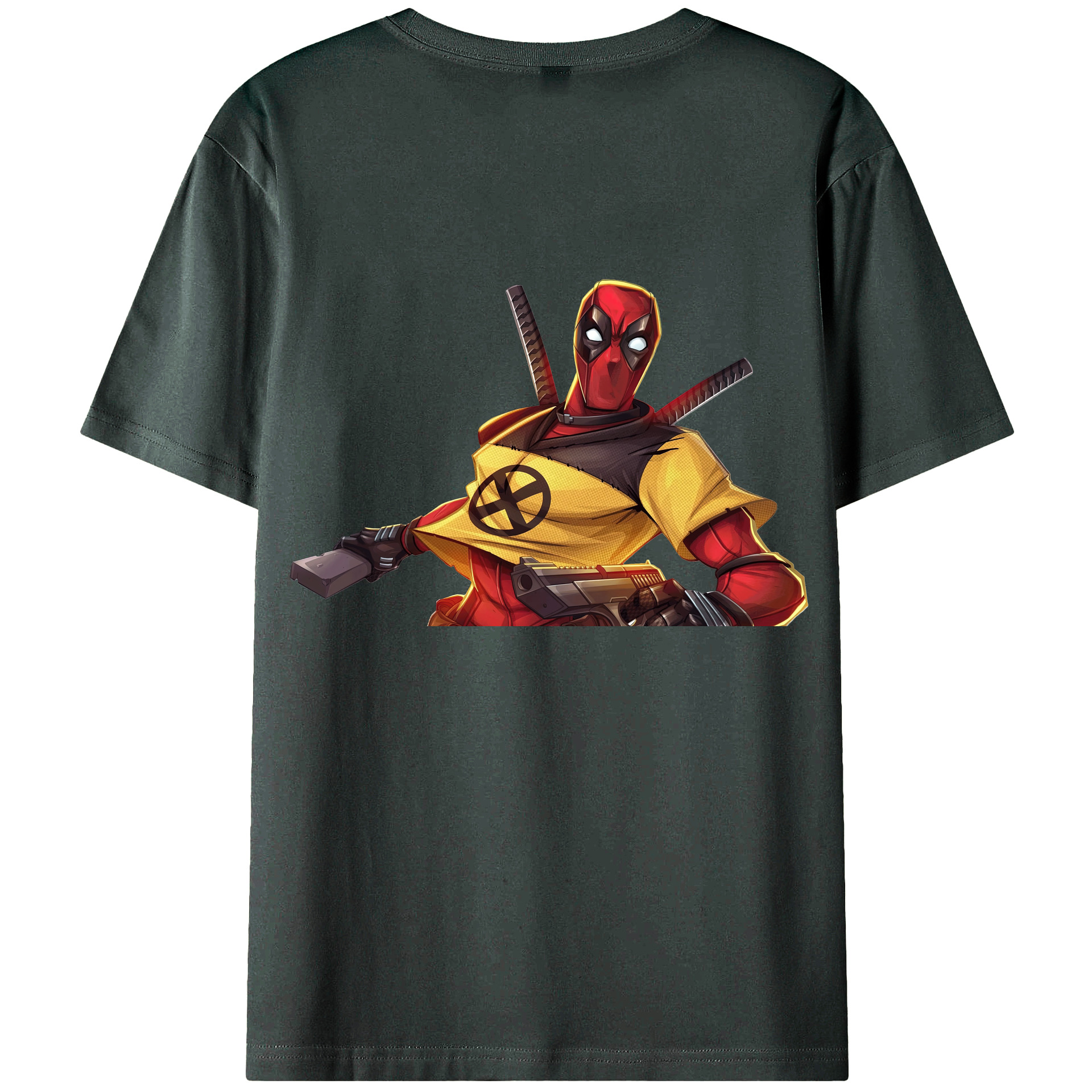 （画像用） Deadpool デッドプール 綿100％ メンズ半袖Tシャツ（バックプリント） 通気性